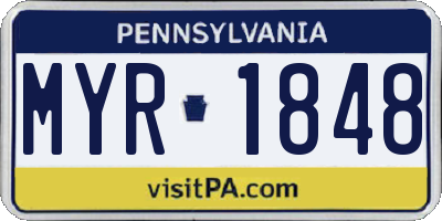 PA license plate MYR1848