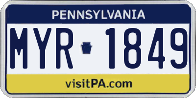 PA license plate MYR1849