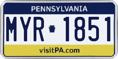 PA license plate MYR1851