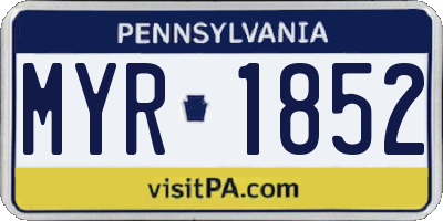 PA license plate MYR1852