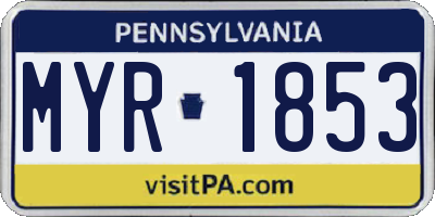 PA license plate MYR1853