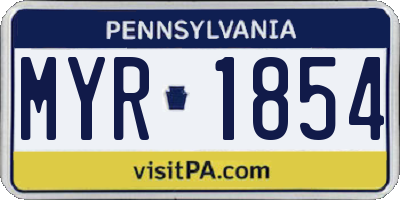 PA license plate MYR1854