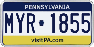 PA license plate MYR1855