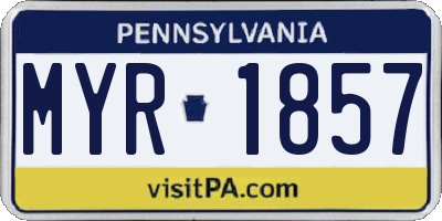 PA license plate MYR1857