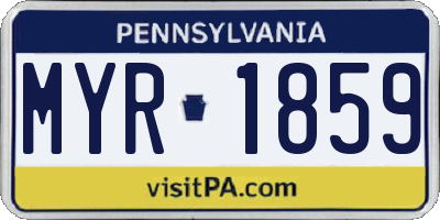 PA license plate MYR1859