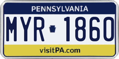 PA license plate MYR1860