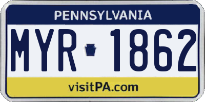 PA license plate MYR1862