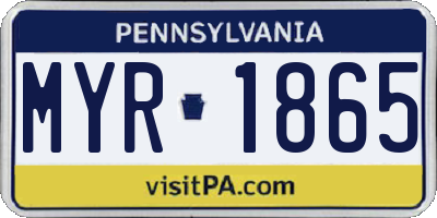 PA license plate MYR1865