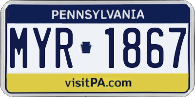 PA license plate MYR1867