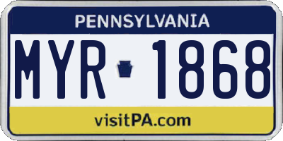PA license plate MYR1868