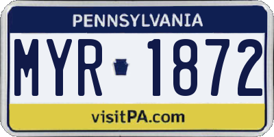 PA license plate MYR1872