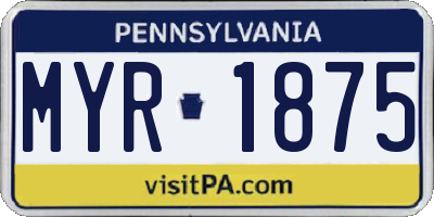 PA license plate MYR1875