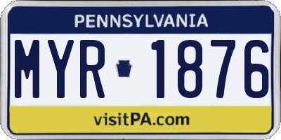 PA license plate MYR1876