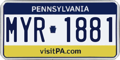 PA license plate MYR1881