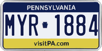 PA license plate MYR1884