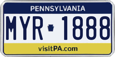 PA license plate MYR1888
