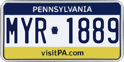 PA license plate MYR1889