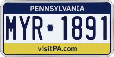 PA license plate MYR1891