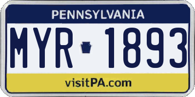 PA license plate MYR1893