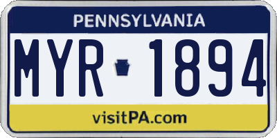 PA license plate MYR1894
