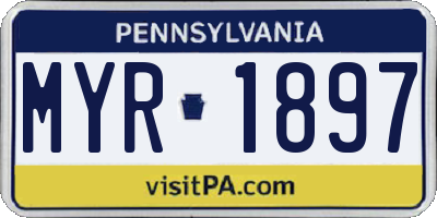 PA license plate MYR1897