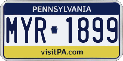 PA license plate MYR1899