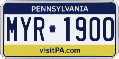PA license plate MYR1900