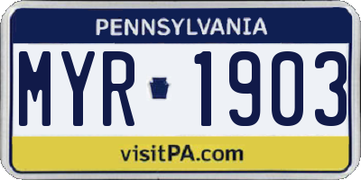 PA license plate MYR1903