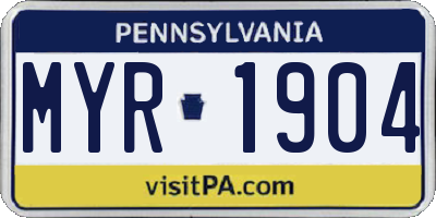 PA license plate MYR1904