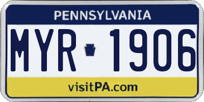 PA license plate MYR1906