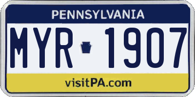 PA license plate MYR1907