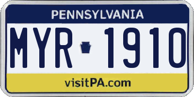 PA license plate MYR1910