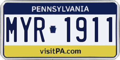 PA license plate MYR1911