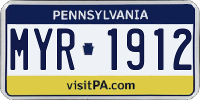 PA license plate MYR1912