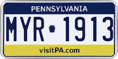 PA license plate MYR1913