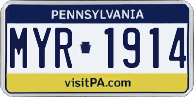 PA license plate MYR1914