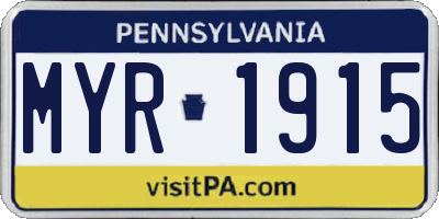 PA license plate MYR1915