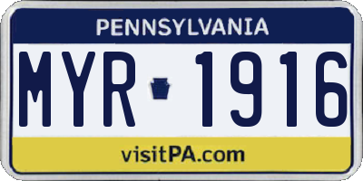 PA license plate MYR1916
