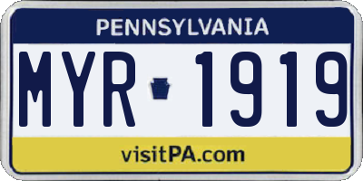 PA license plate MYR1919