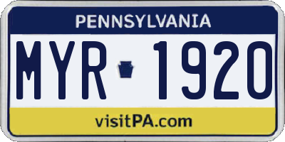 PA license plate MYR1920