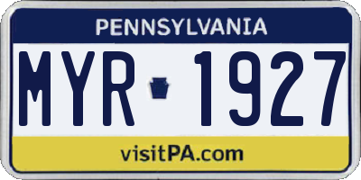PA license plate MYR1927
