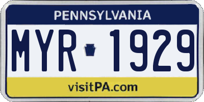 PA license plate MYR1929