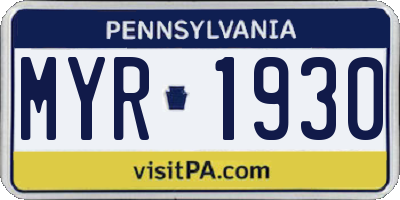 PA license plate MYR1930