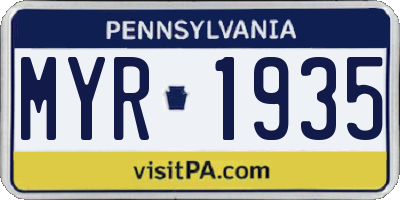 PA license plate MYR1935