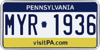 PA license plate MYR1936