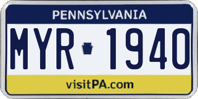 PA license plate MYR1940