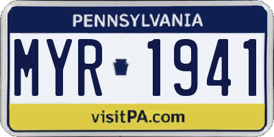 PA license plate MYR1941