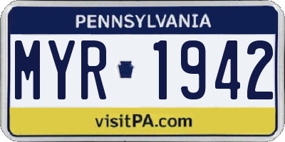 PA license plate MYR1942