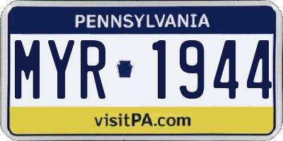 PA license plate MYR1944