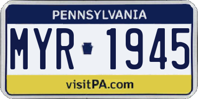 PA license plate MYR1945
